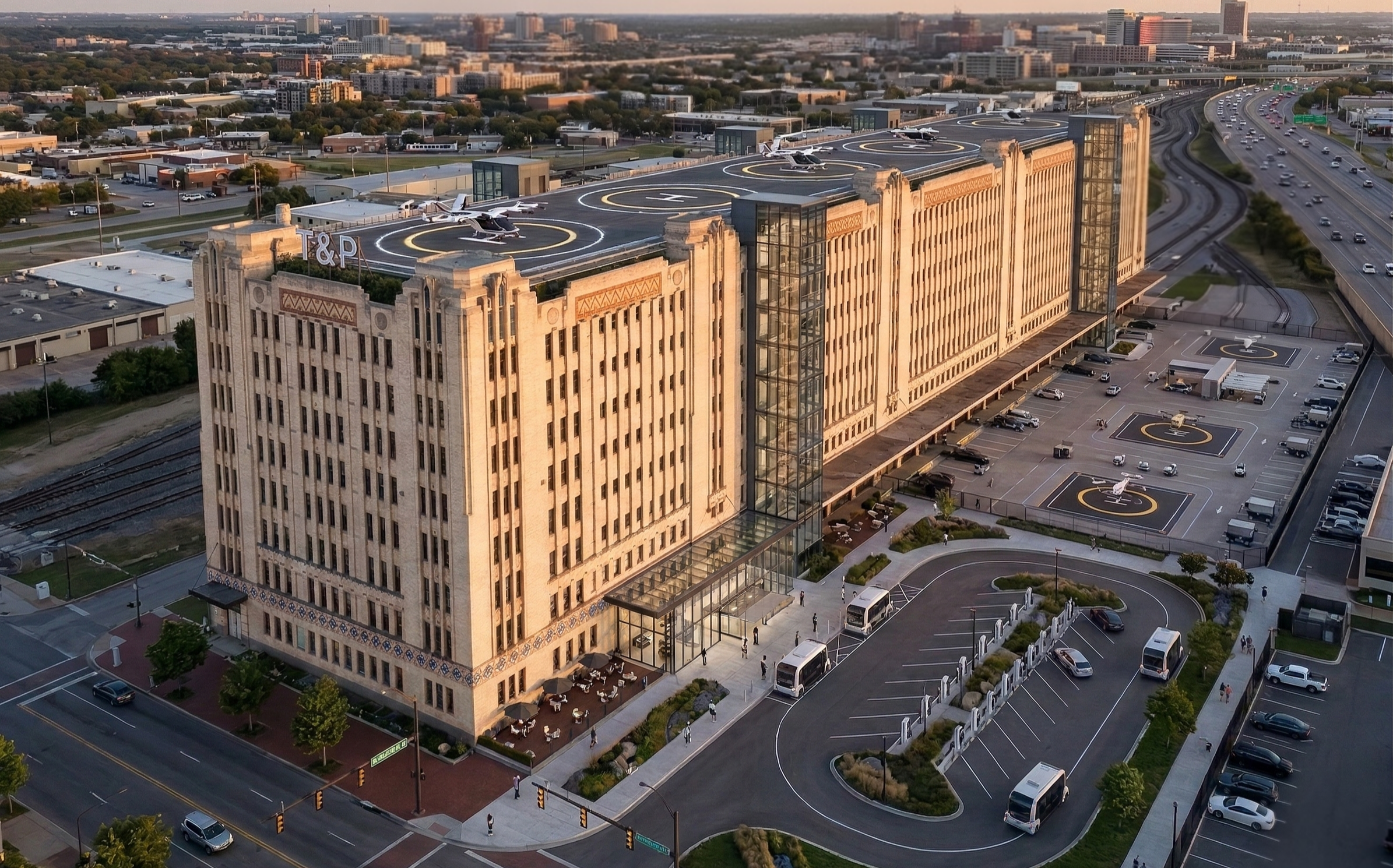 Trinity Air Link mobility hub exterior with integrated urban access